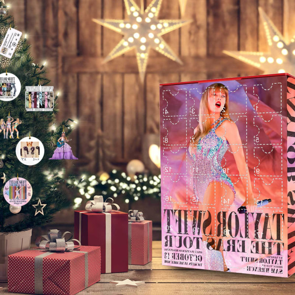 Taylor Swift Christmas Advent Countdown 24-delad present Akryldekoration, Nyckelring Surprise Blind Box Q1