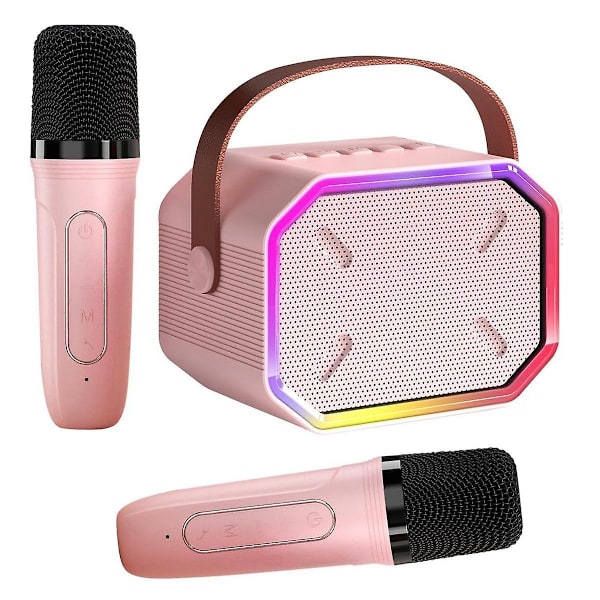 Lämplig för barn och vuxna, bärbar Bluetooth högtalare med 2 trådlösa mikrofoner
