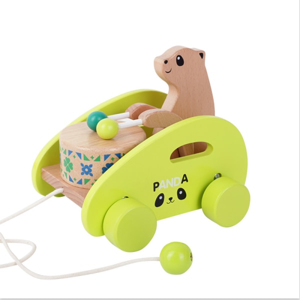 Baby Pull Rope Toy Bil Trekkstreng Trommesykkel Småbarn Kognisjon Trommesykkel Treleketøy