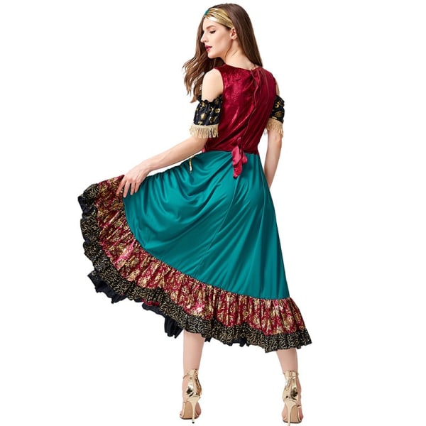 Elegant flamencodansdräkt med Starlight Gypsy Style, perfekt för scen och performance XL
