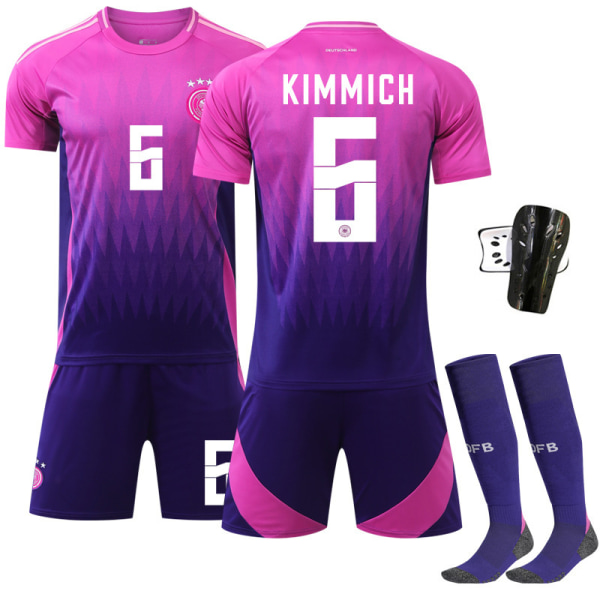 Tyskland borta rosa tröja #6 Fotbollströja Shorts Strumpor Set, Vuxna Barn Fotbollsutrustning Uniform 4 st Set #XS