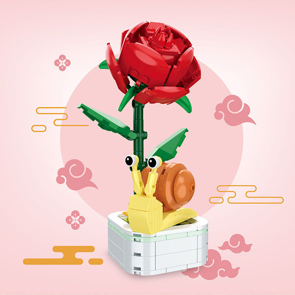 Blomsterbyggnadsbukettset, Blomsterbyggnadsleksaker, Byggklossar Blomstertegel Leksaker Kreativt Projekt för Hemrumsdekor Jul Födelsedag C