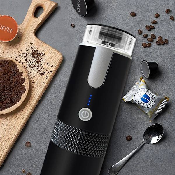 Bærbar trådløs elektrisk kaffemaskine indbygget Batteri genopladelig udendørs rejsebil hjem fuldautomatisk Kaffemaskine black