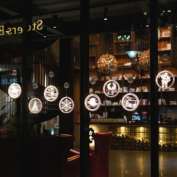 Juldekorationer för fönster, 2,6 m LED-juldekorationer för fönster, batteridrivna för utomhus- och inomhusfönster, julgran 3PCS