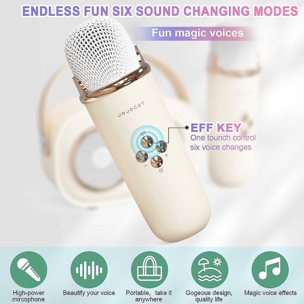 Mini karaokemaskin, karaokemaskin för barn och vuxna, söt karaoke med set , bärbar Bluetooth högtalare med mikrofon, retro handhållen Yellow