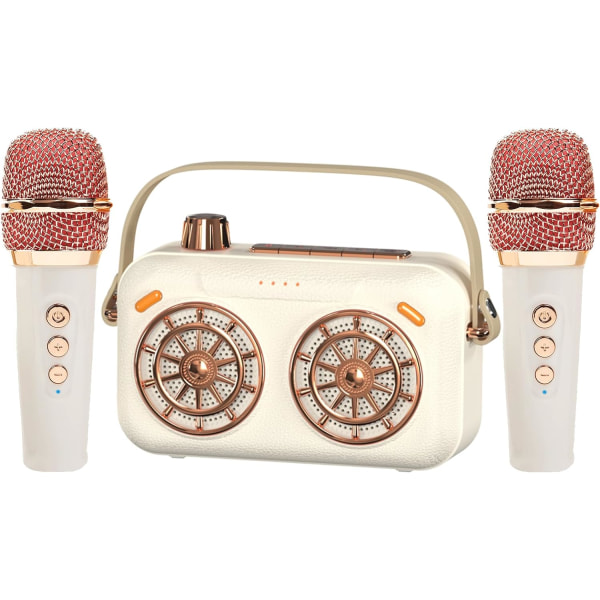 Karaokemaskin med två trådlösa mikrofoner Bärbar Bluetooth -högtalare för vuxna och barn med dubbla högtalare Stöder TF/ USB, AUX in för fest, födelsedag