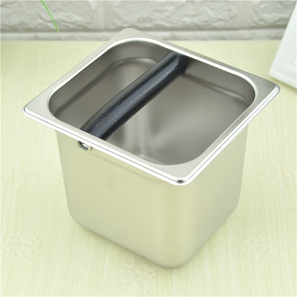 Rustfrit stål Kaffe Knock Box, Espresso affaldsbeholder, Indbygget beholder 17,5*16*15cm