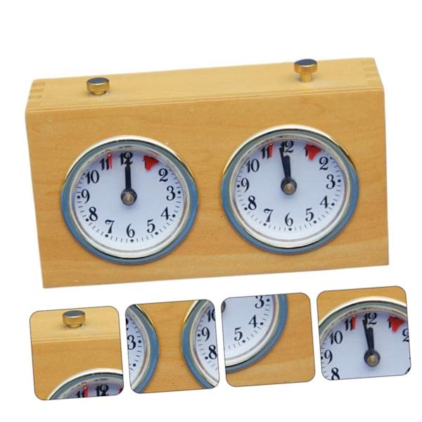 Retro analog schackklocka - Timer för upprullning av mekanisk schackklocka med stora lättlästa rattar wooden