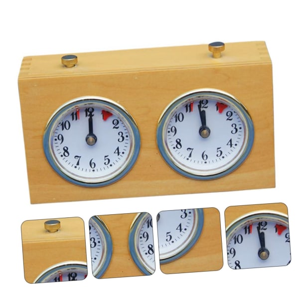 Retro analog skak-ur Timer - Mekanisk afvikling af skak-ur med store letlæselige urskiver wooden