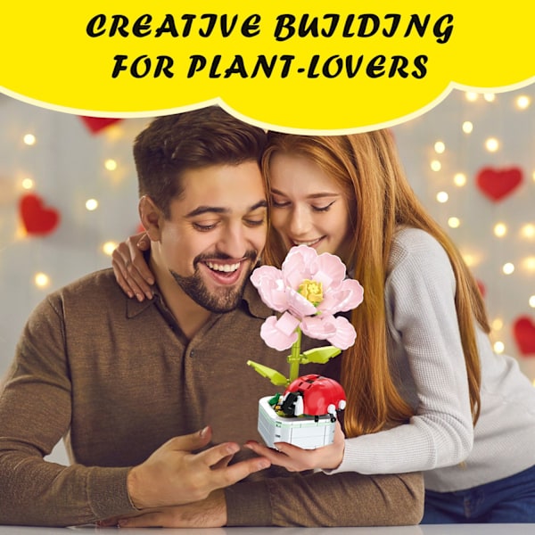 Blomsterbyggesæt, Blomsterbyggelegetøj, Byggeklodser Blomstermursten Legetøj Kreativt Projekt til Hjemmeværelse Indretning Jul Fødselsdag B