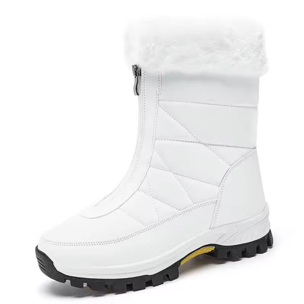 Snøstøvler med glidelås for kvinner Vanntette sko Gå Komfortable fotturer Tennisstøvler Furry Mid Calf Varm Lettvekt