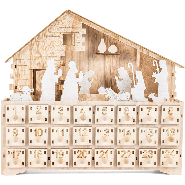 Nativity Advent Calendar Wooden Fill Your Own Advent Calendar with 24 Drawers Christmas Advent Calendar for Christmas Decorations