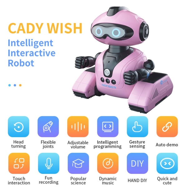 Rc Robotleksak, Fjärrkontroll Robot Gest Sensing Dans Programmerbar Smart Robot För Barn Ålder 3 4 5 6 7 8 12-åriga tjejer Julklappspresent Pink