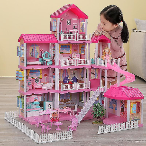 Big House Gjør-det-selv Barn Barbie Dukkehus Sengesofa Bord Dukkemøbler Miniatyrdukkehus Julegave Barneleke