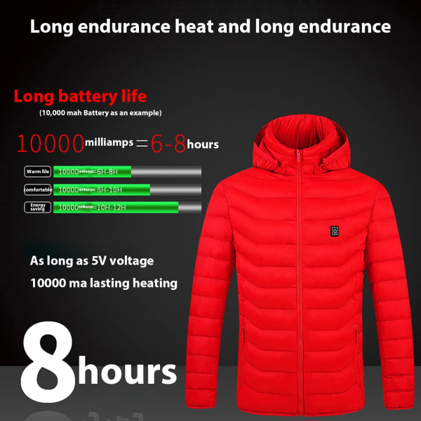 Lämmitetty takki, talvi ulkona lämmin sähkölämmitystakki, 12 lämmitysaluetta 3XL