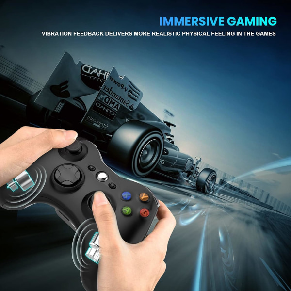 Trådlös handkontroll for Xbox 360, 2,4 GHz Gamepad Joystick trådlös handkontroll (svart).