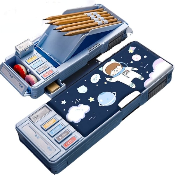 Monitoiminen paperitavaralaatikko High-tech Cool Boy automaattinen kynärasia Lasten ala-asteen oppilaat luovalla suuren kapasiteetin kynälaatikolla (väri)
