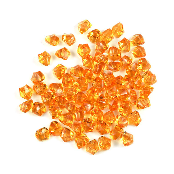 250 stycken falska iskuber Diamanter Akrylstenar Kristaller Plastkuber Ädelstenar Vas Filler Ädelstenar Orange
