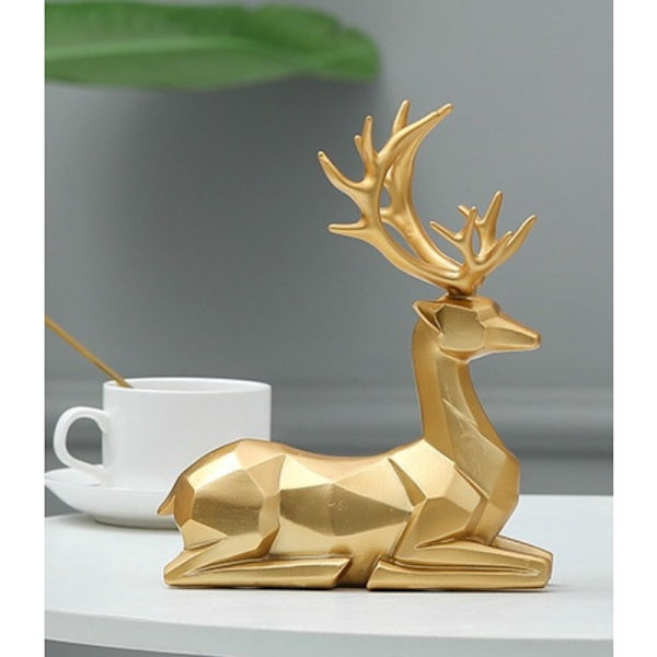 3D Geometrisk Elg Resin Statue, Siddende og Stående Elegant Lykkehjort til Stue, Vinkabinet, Display Stativ, Soveværelse, Kontor Skrivebord