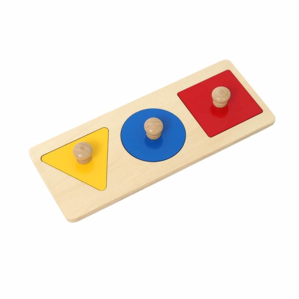 Montessori Geometrisk Form Knopp Pussel Trä Toddler Geometri Lärande Toy
