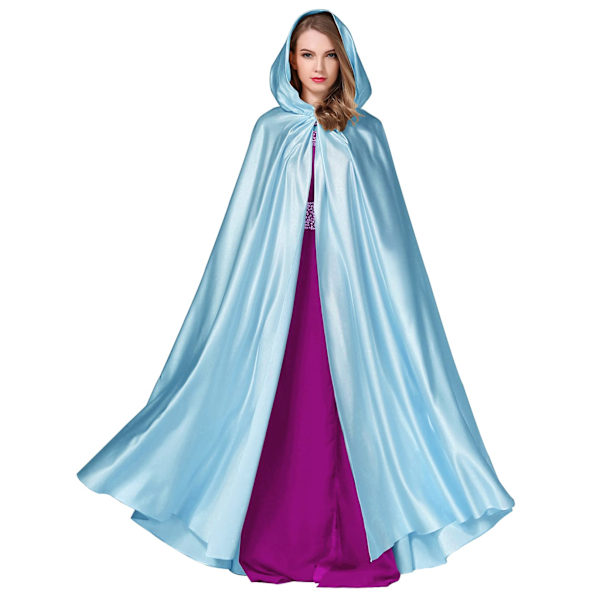 Witchcraft Ice Blue Tie Up Middelalderdragt Halloween-hættekappe Lang Cape U