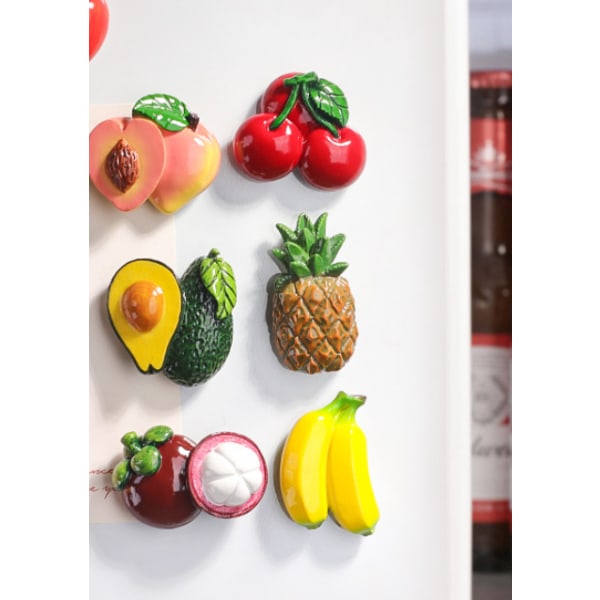 Fruktmagnet, 10 stycken fruktkylskåp med stark vidhäftning för att dekorera kylskåp, whiteboards, skolskåp (3 cm)