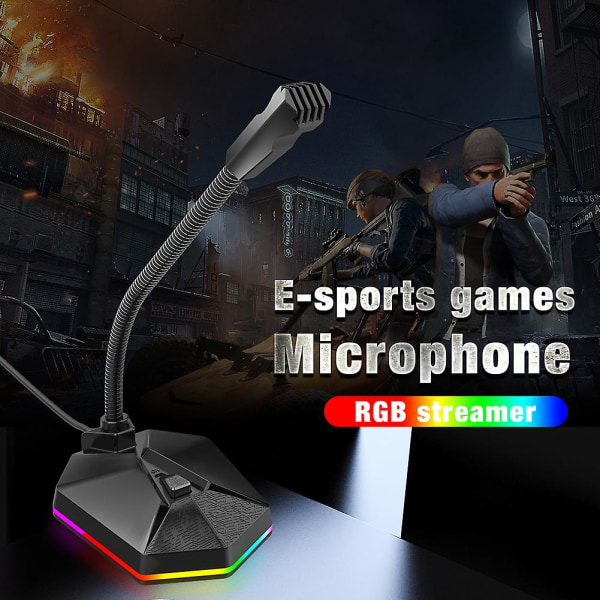 Tsp201 Justerbar Rgb Light Usb Desktop Gaming Live Streaming Mikrofon Til Pc