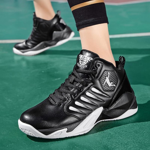 Basketballsko til mænd Aldult Komfortable Sneakers Udendørs sportssko 3B9136 Black 37