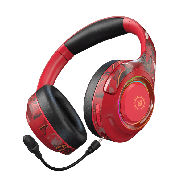 Langattomat kuulokkeet, RGB HiFi Stereo Bass Langattomat kuulokkeet mikrofonilla PS4:lle PS5 Puhelin PC Bluetooth 5.0 Pelikuulokkeet Punainen red