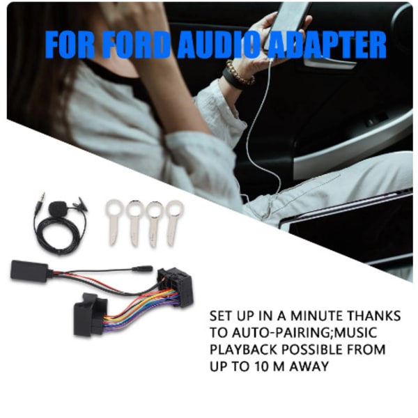 Bluetooth-sett for bil, Bluetooth 5.0 trådløs o-adapter Aux-in-kabel for Focus Mondeo