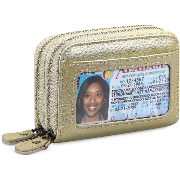 Liten plånbok i äkta läder för kvinnor, Rfid-blockerande kreditkortshållare