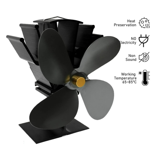 Varmefordeling Komfyrvifte 4 Blader Peis Ovn Luftblåser Stille Høyeffektiv Peis Vintervarm Brukes til vedbrenner red