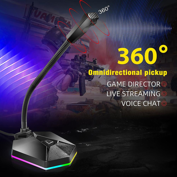 Tsp201 Justerbar Rgb Light Usb Desktop Gaming Live Streaming Mikrofon Til Pc