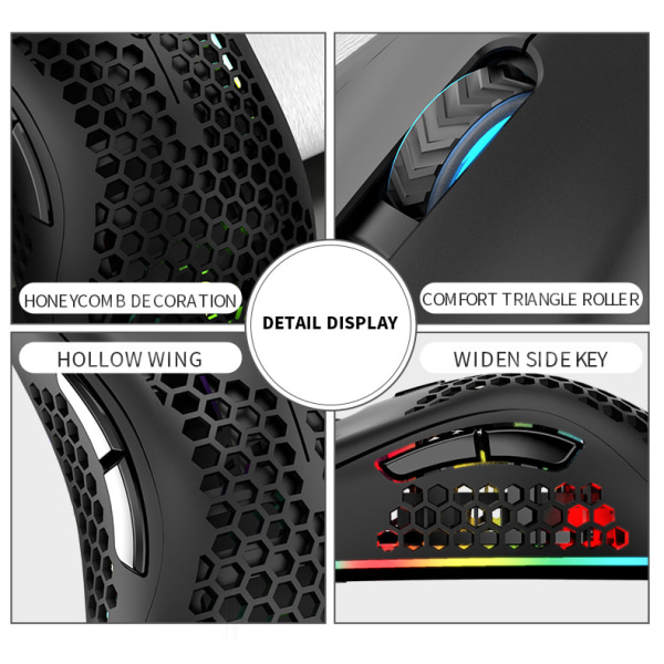 Gaming Trådlös mus Rgb Dual-mode Gaming Mekanisk Macro Dator Notebook Mus Svart