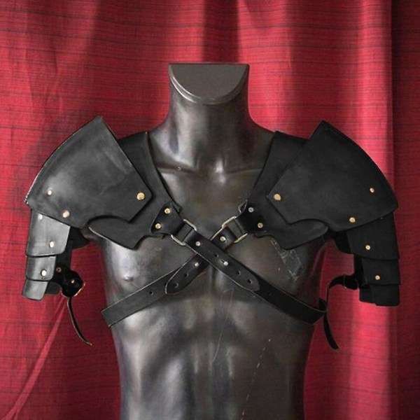Vintage lädernit axeldyna Medeltida Viking Warrior Gladiator Samurai Battle Knight Shoulder Armor Performance Prop Present