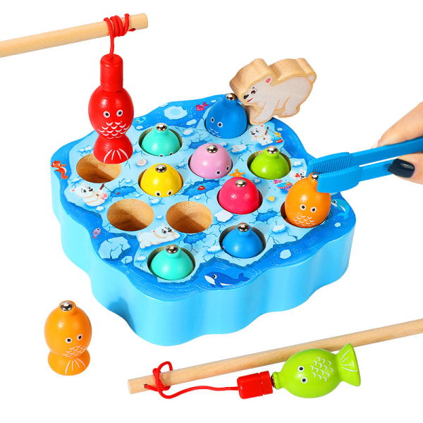 Montessori Kids Lärande Baby Pedagogisk Trä Magnetisk Multifunktionell Fiske Leksak För Barn