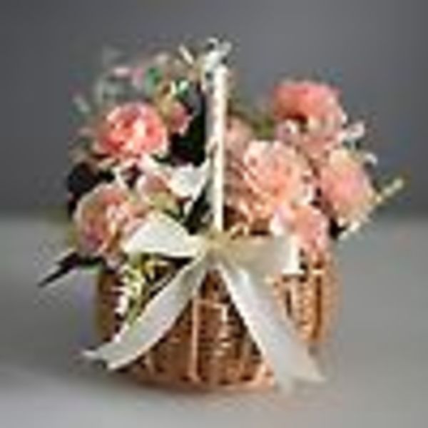 Vævet blomsterkurv Rattan opbevaringskurv Flower Girl Håndkurv, S