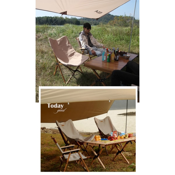 Utomhuscamping fjärilsstol, hopfällbar strandstol med ryggsäck och handväska, lämplig för camping, picknick, resor, svart