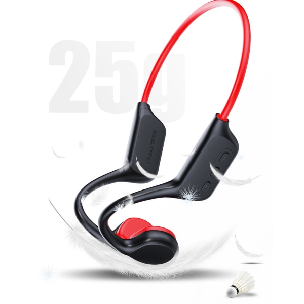Open-ear Bluetooth bone conduction sportshovedtelefoner, vandtætte svømmehøretelefoner med indbygget 32 ​​GB hukommelse (sort og rød)