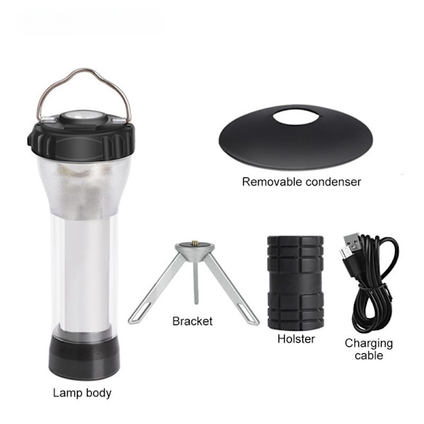 Uppladdningsbar Mini LED Campinglampa Vandring Fiske Jakt inklusive Stativ