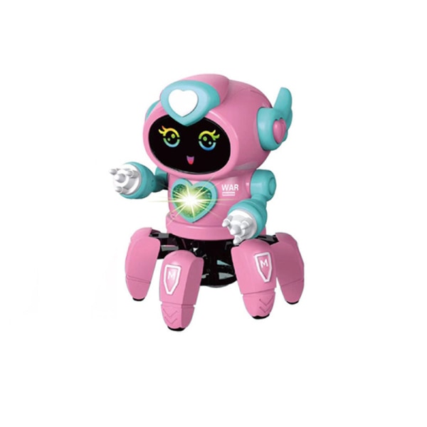 Älykäs sähköinen kuuden leuan tanssiva kävelymusikaali Baby ja lasten robottilelu Kid Companion Robot Pink pink