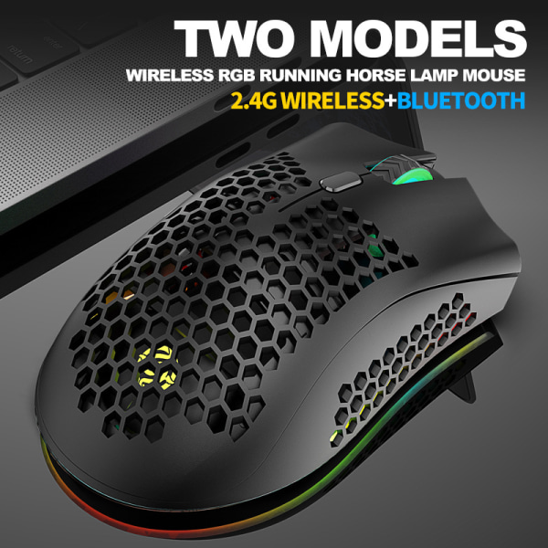 Gaming Wireless Mouse Rgb Dual-mode Gaming Mekanisk Macro Computer Notebook Mus Svart