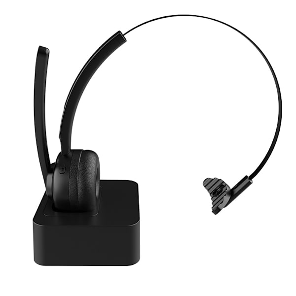 Trådløst 5.3-headset med mikrofon, flip-to-mute-mikrofon, On Ear mobiltelefon-headset med opladningsbase black
