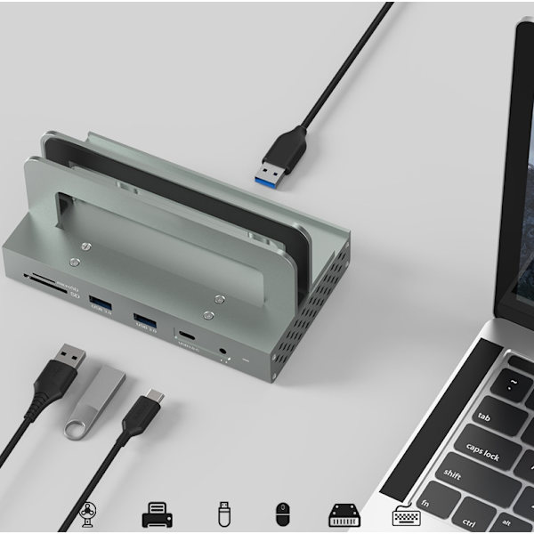 11 i 1 dockningsstation RJ45 nätverksport typ C USB 3.0 HUB Adapter HDTV dockning