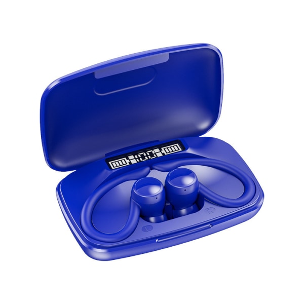 Trådlösa Bluetooth hörlurar Sportörsnäckor med LED-display Case IPX7 Vattentäta hörlurar för löpträning, blå
