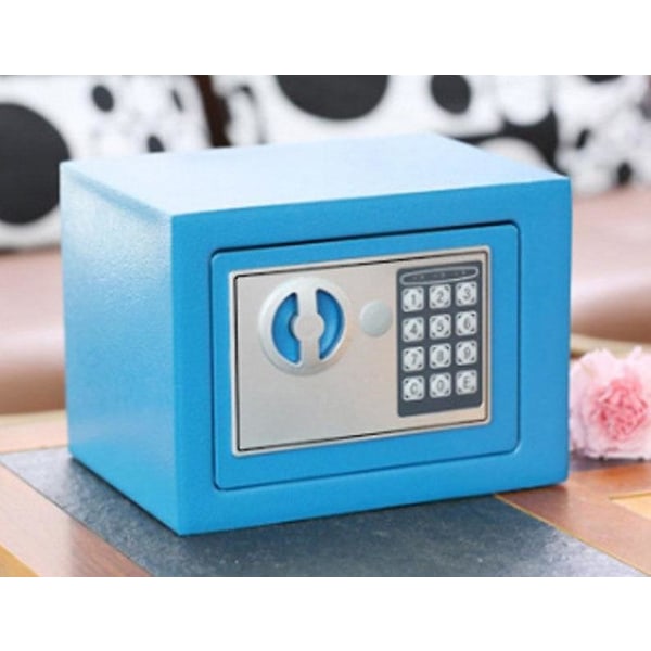 Safe Box- Mini Steel Pengeskabe, Adgangskodenøgle, Sikkerhedsboks Blue