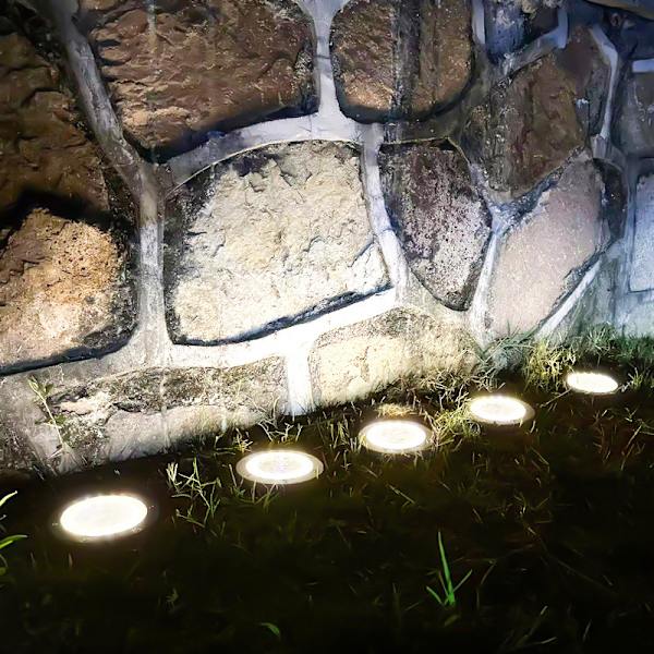Solcelledrevne gulvhvide lys med 8 LED'er, til udendørs brug, solcelledrevne vandtætte sollamper til have, græsplæne, sti, terrasse, indkørsel 8PCS