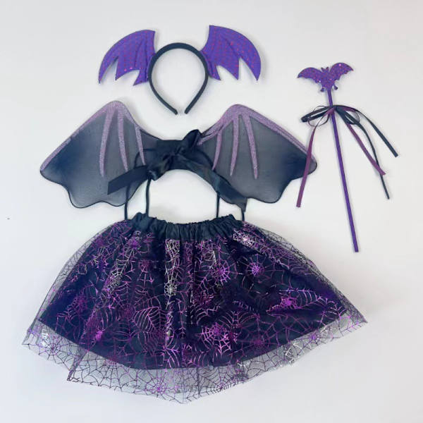 Halloween flaggermuskostyme sett flaggermusvinger + flaggermushodebånd + flaggermus tryllestav kle deg ut kostymer for Halloween jul dyr cosplay bursdagsfest