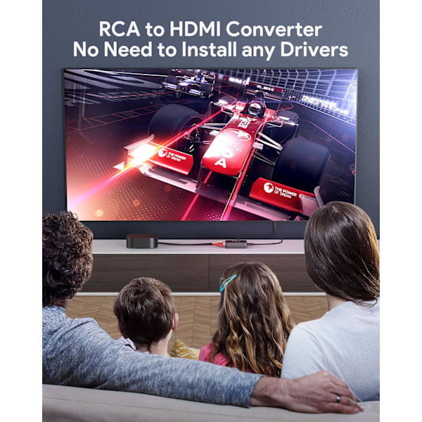 RCA till HDMI, AV till HDMI-omvandlare, Mini RCA Composite CVBS Video Audio Converter Adapter för TV/PC/ PS3/ STB/Xbox VHS/VCR/Blue-Ray DVD-spelare