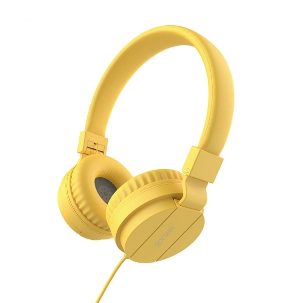 Justerbara och hopfällbara 3,5 mm kabelanslutna hörlurar för barn, stereoheadset för barn för smartphone och datorer yellow